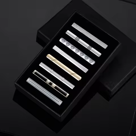 8 Types Tie Clip For Men Business Tie Pin Pisa Ties Minimalist Tie Clip Set To Man Shirt Black Men's