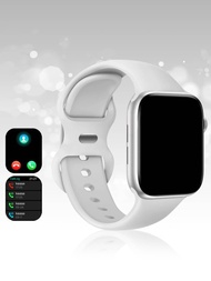 2024新款運動無性別矽膠錶帶智慧手錶，具備通話功能和多種健身追蹤功能（步數計、卡路里計數器），1.44英寸觸控屏幕，與Android和IOS系統兼容