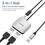 Wavlink USB-C to 2 HDMI Splitter 4K 120Hz/60Hz/30Hz Supports 95W Fast Charging - HD 2.1 Dual Screen 