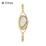 Titan White Dial Golden Strap Womens Watch 9935YM01