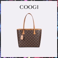 กระเป๋าถือทรงสี่เหลี่ยม COOGI ขนาดใหญ่ กระเป๋าสะพายไหล่แบบลำลองสำหรับผู้หญิง วัสดุหนังผสม ปิดด้วยซิป