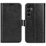 全城熱賣 - 適用於 三星Galaxy A15 R64紋單折邊左右開手機皮套（黑色）