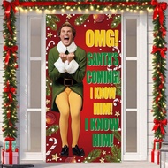 Elf Christmas Banner Xmas Elf Movie Backdrop Sign Funny Winter Xmas Decor Merry Christmas Decoration