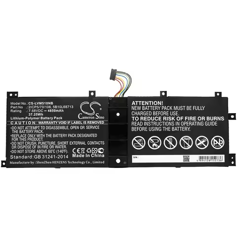 Li-Polymer Notebook, Laptop Battery for Lenovo,7.68v,4850mAh,Miix 520-12IKB,Miix520,2ICP5/70/106,5B1