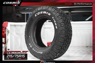 215/75R15 ใหม่ล่าสุด2024/23 ยี่ห้อ Cosmis รุ่น Rapter AT ตัวหนังสือสีขาว ยางATขอบ15 ยอดนิยาม ใส่รถกระบะตัวเตี้ยได้ หรือยกสูงได้ แถมฟรีจุกสี 1เส้น