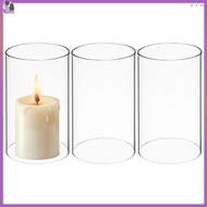 Candle Holder Sleeve for Outdoor Open Ended Cylinders Clear Light Covers Tube Shades Windproof Jar  