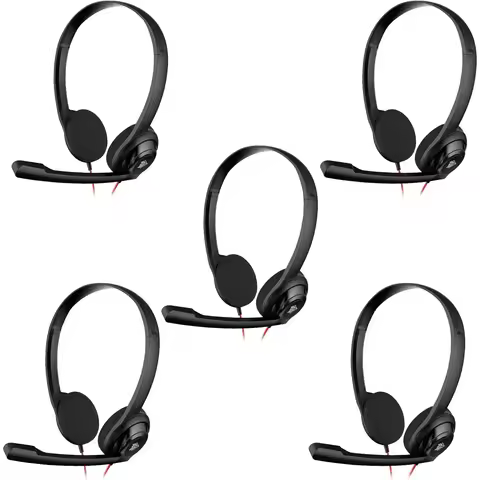 1/5 PCS NUBWO HW02 Computer Headset with Clear Chat Mic Lightweight on-Ear Wired Headset for MS Team