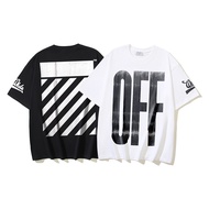 20262026Spring Summer New Style OW Big OGO Diagonal Stripe Printed Pattern Round Neck Pullover Short