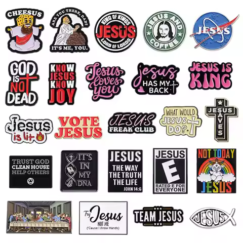 Jesus Christian Enamel Pins Jesus is My Back Team Jesus Funny Brooches Lapel Backpack Jacket Badge R
