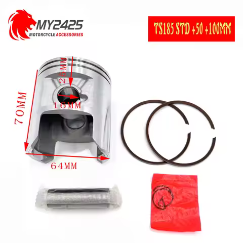 Piston kit For Suzuki TS185 185cc TS185 Motorbike STD +50 Bore Size 64mm 64.5mm Pin 16mm Motorcycle 