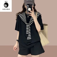 新款 女士 運動服 套裝 休閒套裝女 Fashion two-piece top set 夏季新款女士运动服套装休闲时尚两件套短袖短裤洋气 2025 Summer New Style Ladies S