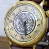 Wanokoku Nana 5 仙硬幣和大錶盤約 38 毫米黃銅手工手錶 (JUM165)