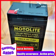 Motolite 6V 4Ah OM4-6 6 Volts 4 Ampere Rechargeable Sealed Lead Acid Battery 6v 4.5Ah Toy Car Batt