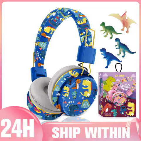 Child Headphones Cartoon Dinosaur Headset Bluetooth Wireless Headphones for Children Boys Girls Love