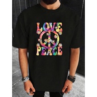 Love Peace Sign 60s 70s Outfit Hippie Costume Women Girls T Shirt