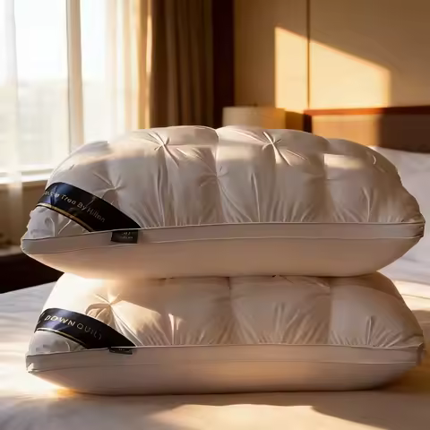 White Satin Cover Neck Pillow 5-Star Hotel Quality Deep Sleep Neck Support Pillow For Sleeping Home 