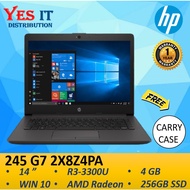 HP 245 G7 Notebook (2X8Z4PA) ( R3-3300U, LCD 14" HD, 4GB , 256GB SSD, W10H,1 YW ) FREE CARRY CASE