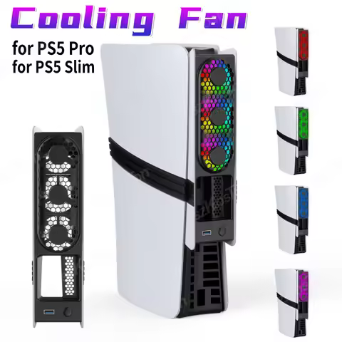 Cooling Fan For PS5 Pro/PS5 Slim External Fan Cooler Quiet Cooler with LED Light for Playstation5 Pr