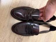 Massimo Dutti 深棕色皮革便士樂福鞋 shoes 38
