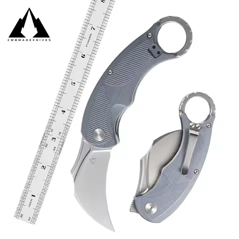 CMBMADEKNIVES Falcon Folding Karambit Japan AUS-10 Steel G10 Handle Tactical Survival Camping Outdoo