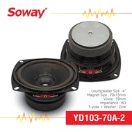 ลำโพง ฟูลเรนจ์ ขนาด 4นิ้ว PA แม่เหล็ก 70x15mm. Voice : 19mm 8Ω เครื่องเสียงติดรถยนต์ Full Range Speakers 1ดอก Soway YD 103-70A-2