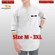 Baju Koko Pria Lengan Pendek 3/4 Dewasa Jumbo Putih Premium XXL XXXL