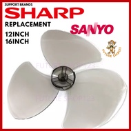 12" 16" Sharp and Sanyo Replacement Fan Blade suitable for Sharp and Sanyo Kipas Bilah