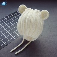 L-Cute Style Warm Wool Hat for Babies Baby Child Ear Protection Wool Hat Male Hat Baby Hat Newborn Baby Hat Face Shield Baby Hat Knot【MM】