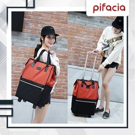 PIFACIA 2-In-1 Backpack Portable Trolley Travel Bag with 4 Folding Wheels, Large Capacity, Premium H
