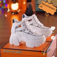 sandal perempuan bertutup kasut sandal perempuan Slimming 9cm Height-Increase Genuine Leather Roman 