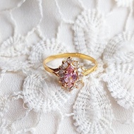 1 Gram Light Gold Pink Gem Adult Ring