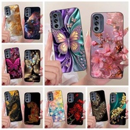 For Motorola Moto G62 5G Case Luxury Flowers Butterfly Painted Cover Soft Silicone Phone Case For Mo