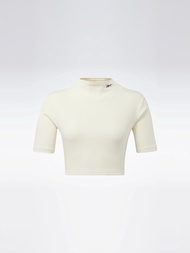 Reebok เสื้อคอสูงแขนสั้นผ้าร่อง - สี Classic White