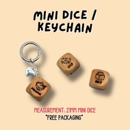 [SG] Mini Dice Keychain Customisable DIY | Cute Wooden Dice Bag Charm Keyring Accessories Workout Ni