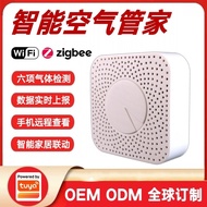 Pengurus Udara Pintar Tuya PM2.5 Meter Formaldehid VOC Karbon Dioksida Pengesan Gas Memudaratkan