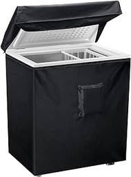 Black Chest Freezer Cover, Luxiv Waterproof Freezer Cover 40Lx25Wx35H Compact for 7 Cubic Feet Chest Freezer Full Cover Deep Freezer Cover with Top Cover for Open, Zipper Pocket, Strap
