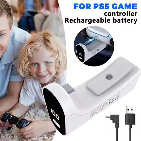 For PS5 Gaming Controller Charging Battery 2000mAh USB Type C Battery LED Display Charge Kit Gaming