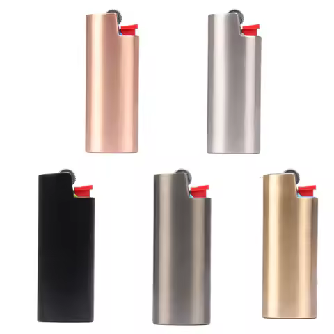 Series Dolphin Metal Case Covered Leather Shell for France Small BIC Lighter j5 J25