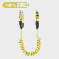 4 in 1 65W Spring Short Data Cable 6A USB Type C Spring Telescopic Quick Charger Wire Spring USB Cab
