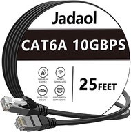 Jadaol Cat6a Ethernet Cable 25 ft Slim, Outdoor&Indoor 10Gbps 550MHz, Snagless 28AWG Pure Copper Net