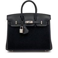 Hermès Limited Edition Black Swift Côte à Côte Tuffetage Birkin 25 Palladium Hardware, 2022