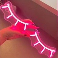 1pc Pink LED Eyelash Size: 5*25cm/1.97*9.84in, Neon Eyelash Room Sign With Dimmer - Fashionable Bedr