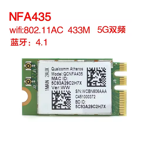 QCNFA435 QCA9377 NGFF WiFi Adapter Wireless WLAN Card W/Bluetooth 4.1 for Dell DW1810 Qualcomm Ather
