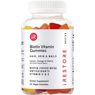 iRestore Biotin 60 Gummies with Vitamins for Healthy Hair Skin and Nails | Nature's Fruit Flavor, Gr