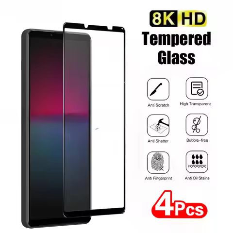 4PCS Tempered Glass Full Covering Silk Printing Screen Protector For SONY Xperia 1 II 1V 5 II 5 V 10