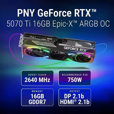 NVIDIA GeForce RTX 5070 Ti 16GB GDDR7 256-Bit Graphics Card, PCIe 5.0, Triple Fan ARGB, HDMI DP 2.1,