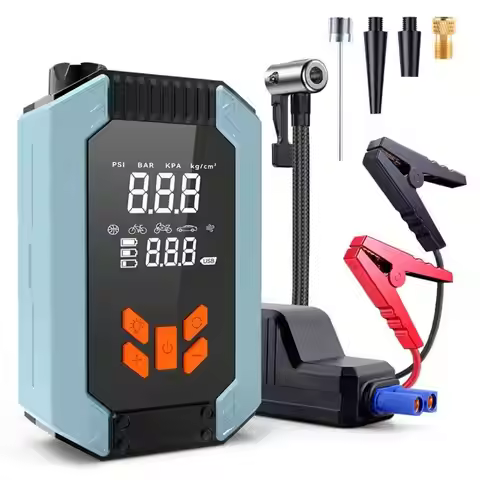Portable Car Jump Starter With Air Compressor, 12V Battery Booster For 9.0L Gas/8.0L DL, 4000A 150PS