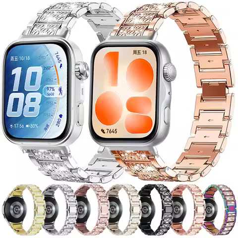 Women Bracelet for Huawei Watch Fit 5 4 3 Stainless Steel Band Watchband Bling Diamond Strap for Hua