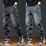 New High-End Harem-Tie Harem Pants Men American Retro Heavy Overall Jeans Men