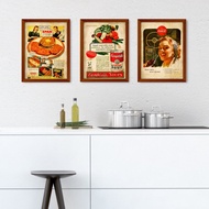 30X40CM ART PRINTS WITH FRAMES (VINTAGE ADS B) SET OF 3 Wall Decoration Poster